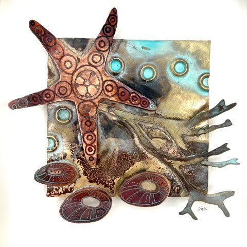 Copper starfish metalwork picture