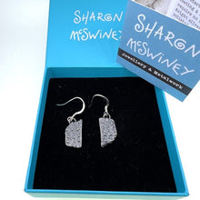Load image into Gallery viewer, Porthmeor Sea urchin fragment drop earrings oxidised silver
