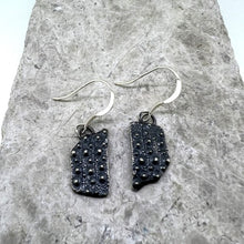 Load image into Gallery viewer, Porthmeor Sea urchin fragment drop earrings oxidised silver
