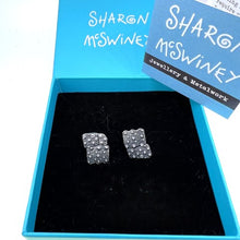 Load image into Gallery viewer, Porthmeor Sea urchin fragments stud earrings oxidised silver
