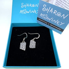 Load image into Gallery viewer, Porthmeor Sea urchin fragment drop earrings oxidised silver
