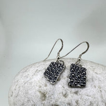 Load image into Gallery viewer, Porthmeor Sea urchin fragment drop earrings oxidised silver
