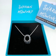 Load image into Gallery viewer, Oxidised silver Prussia Cove limpet pendant necklace
