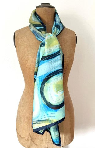 'Sand & sea' long silk scarf