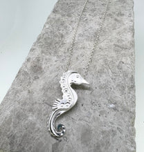 Load image into Gallery viewer, Sterling silver seahorse pendant necklace
