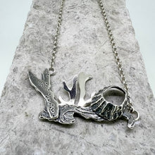 Load image into Gallery viewer, Seaweed reef with Godrevy limpet silver necklace
