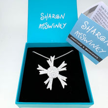 Load image into Gallery viewer, Seaweed starburst silver pendant necklace
