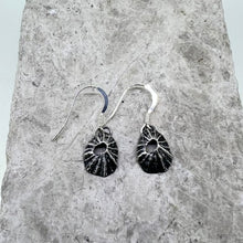 Load image into Gallery viewer, Oxidised Sennen Cove limpet small drop earrings
