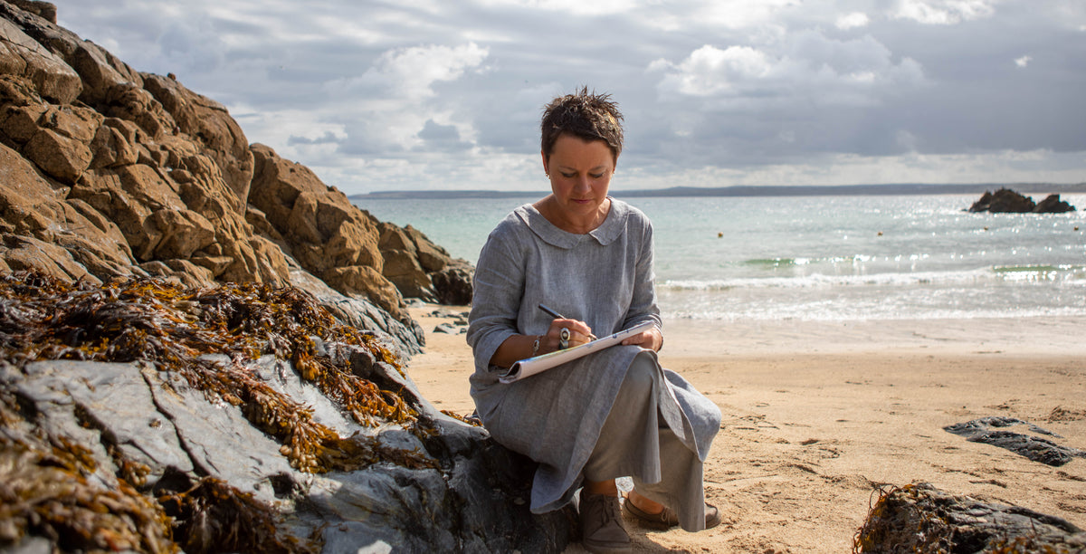 Sharon McSwiney sat sketching on Porthgwidden Beach in St Ives one summer.