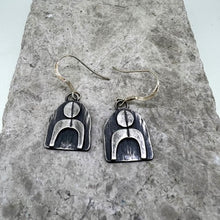Load image into Gallery viewer, Space drop earrings oxidised silver
