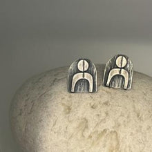 Load image into Gallery viewer, Space stud earrings oxidised silver
