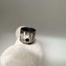 Load image into Gallery viewer, Barnacle adjustable ring in oxidised silver handmade by Sharon McSwiney
