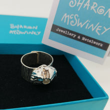 Load image into Gallery viewer, Handmade sterling silver barnacle ring by Sharon McSwiney, St Ives in gift box
