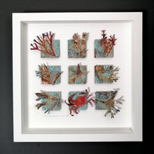 Load image into Gallery viewer, Metalwork picture with seaweed &amp; sea creatures in copper &amp; brass handmade by Sharon McSwiney
