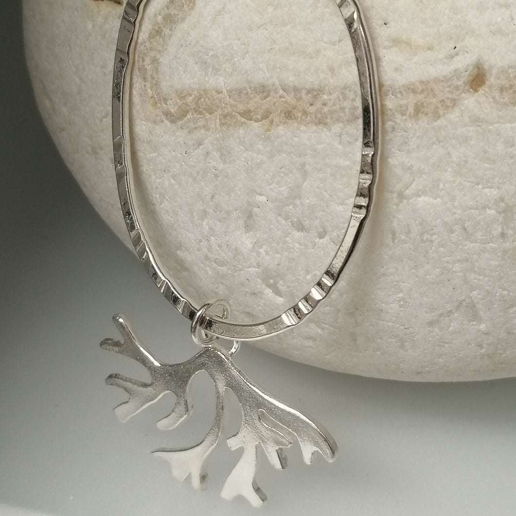 seaweed loop sterling silver long pendant necklace