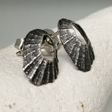 Load image into Gallery viewer, Oxidised silver tiny Marazion limpet shell studs handmade by Sharon McSwiney

