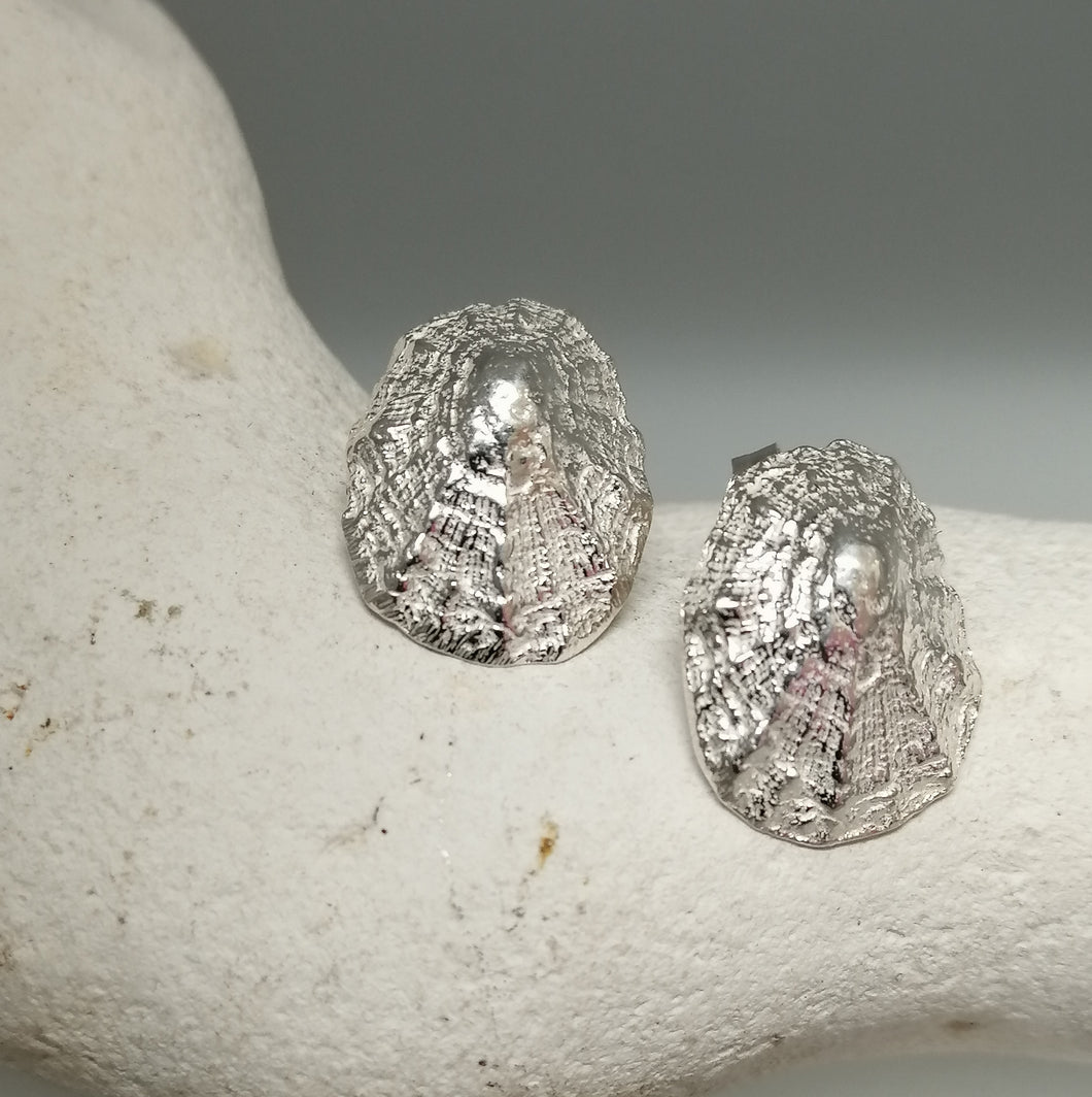 Sterling silver porthminster beach limpet stud earrings handmade by Sharon McSwiney