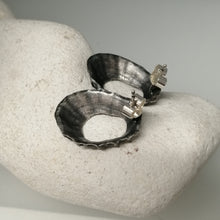 Load image into Gallery viewer, Prussia cove limpet studs in oxidised silver hadnmade by Sharon McSwiney

