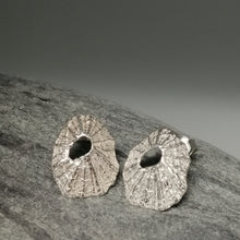 Load image into Gallery viewer, Sennen Cove limpet shell earrings in sterling silver handmade by Sharon McSwiney
