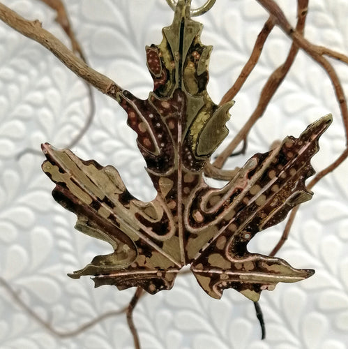 Acer leaf decoration in brass Handmade by Sharon McSwiney 