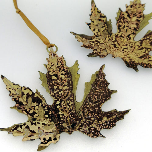 Extra Large Acer leaf decoration in brass Handmade by Sharon McSwiney 