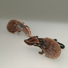 Load image into Gallery viewer, Badger cuff links in a copper finish handmade by Sharon McSwiney
