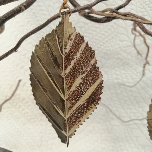 Large brass beech leaf decoration handmade by Sharon McSwiney