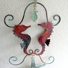 Load image into Gallery viewer, copper seahorse couple decoration hanging handmade by Sharon McSwiney
