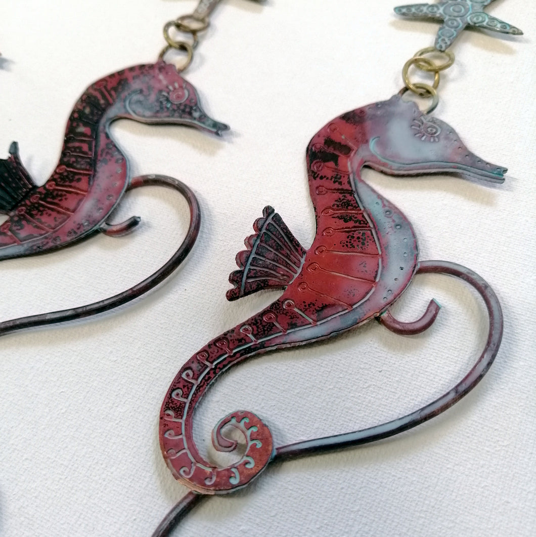 copper seahorse hanging decoration handmade by Sharon McSwiney