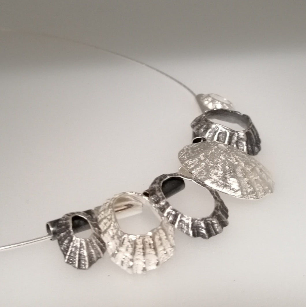 Multi limpet Cornish Coast sterling silver neck piece handmade by Sharon McSwiney