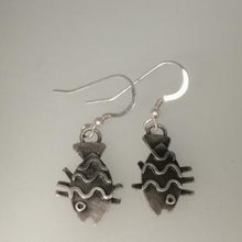 Load image into Gallery viewer, Fish oxidised silver earrings
