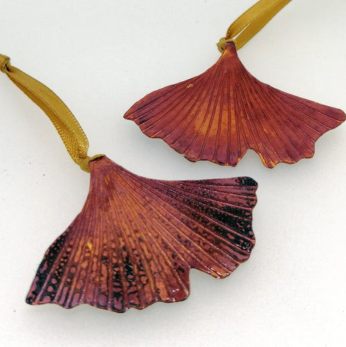 Small ginkgo biloba leaf decoration handmade by Sharon McSwiney 