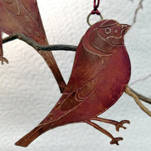 Load image into Gallery viewer, Goldfinch bird decoration in copper handmade by Sharon McSwiney
