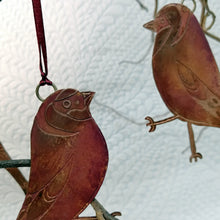 Load image into Gallery viewer, Goldfinch bird decoration in copper handmade by Sharon McSwiney
