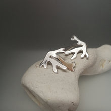 Load image into Gallery viewer, Seaweed frond stud earrings in sterling silver handmade by Sharon McSwiney
