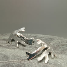 Load image into Gallery viewer, Seaweed frond stud earrings in sterling silver handmade by Sharon McSwiney
