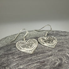 Load image into Gallery viewer, Large heart &amp; cat earrings
