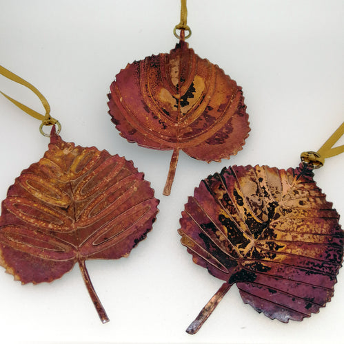 Lime leaf decoration in copper handmade by Sharon McSwiney 