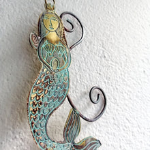 Load image into Gallery viewer, mermaid metalwork by Sharon McSwiney in etched brass
