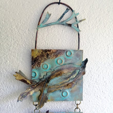 Load image into Gallery viewer, Metalwork section of wall panel with seaweed handmade by Sharon McSwiney
