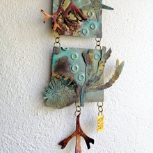 Load image into Gallery viewer, Metalwork section of wall panel with seaweed handmade by Sharon McSwiney
