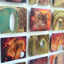 Load image into Gallery viewer, Textured metalwork squares individually handmade by Sharon McSwiney

