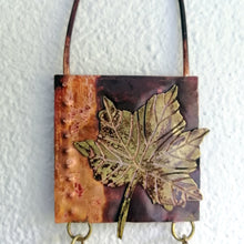 Load image into Gallery viewer, Mini panel with leaf decorations in copper &amp; brass handmade by Sharon McSwiney
