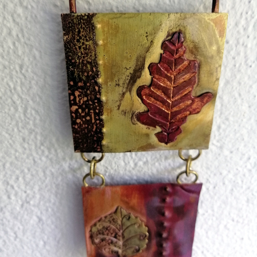 Mini metalwork leaf panel handmade by Sharon McSwiney