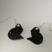 Load image into Gallery viewer, Fox earrings reverse view in a copper finish with silver hooks handmade by Sharon McSwiney

