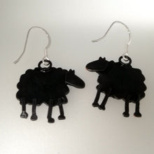 Load image into Gallery viewer, sheep earrings reverse side handmade by Sharon McSwiney
