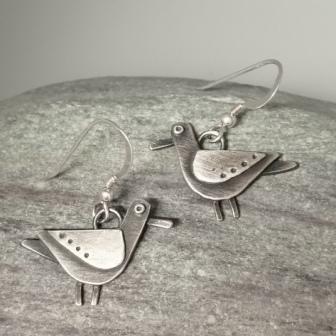 Oxidised silver gull earrings