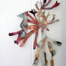 Load image into Gallery viewer, Seaweed &amp; seahorse wall art in copper &amp; brass handmade by Sharon McSwiney
