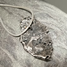 Load image into Gallery viewer, Oxidised silver beach find fragment pendant necklace by Sharon McSwiney St Ives
