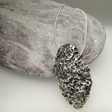 Load image into Gallery viewer, Oxidised silver beach find fragment pendant necklace by Sharon McSwiney St Ives
